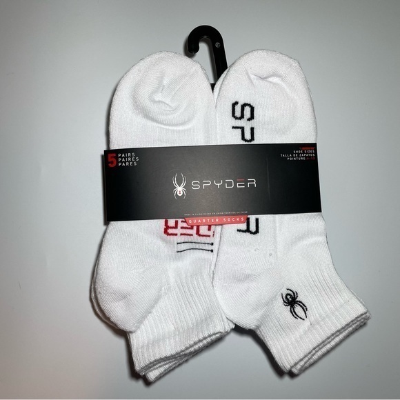 Spyder Other - Spyder men’s quarter socks 5 pairs size 6-12 white black red